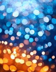 Obraz premium Stunning abstract background with vibrant blue and orange bokeh lights creating a magical atmosphere for various creative projects
