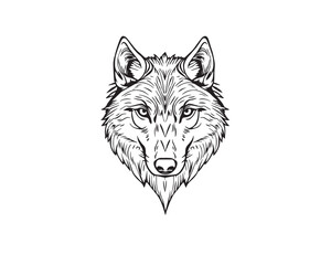Obraz premium A black and white coloring page depicting a Wolf pattern with bold lines and a clean line art style against a white background, Vector illustration.