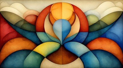 Fototapeta premium Captivating abstract pattern featuring fluid iridescent curves in a visually striking dynamic kaleidoscopic arrangement Highly saturated colors and Kandinsky inspired ethereal dreamscape design