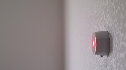 Close-up of a Carbon Monoxide Detector Mounted on a White Wall, Ensuring Home Safety.
