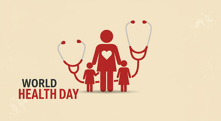 World Health Day: Family Healthcare Red Icon Design