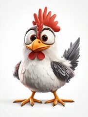 Hen character. Domestic farm bird isolated on white background Cute hen mascot icon. chicken character illustration