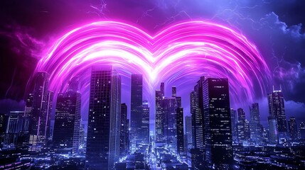 Obraz premium Luminous Neon Cityscape Flowing with Vibrant Digital Energy and Motion in Futuristic Realm Organic Ripples of Color Cascading through Advanced Architectural Structures in a Digital Landscape