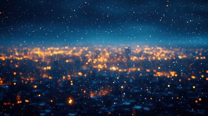 Night city lights bokeh blurred view