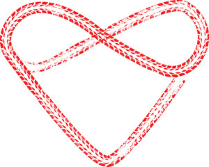 Tire tracks in infinity form. One line endless love  .Car thread silhouette. Vector illustration.