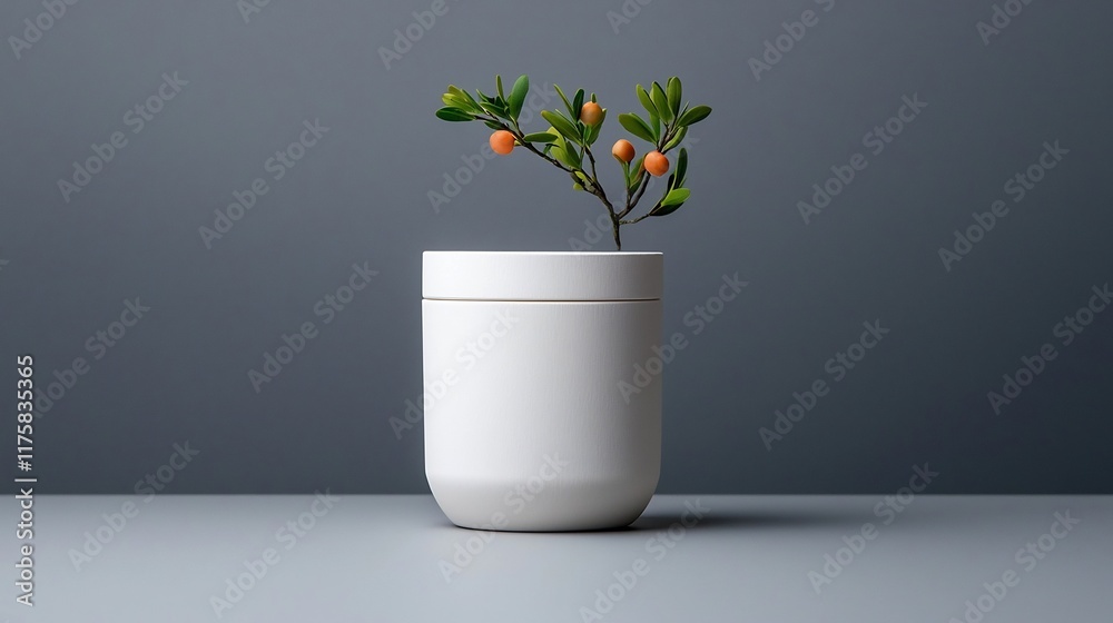 Poster high end white paper container for premium product showcase with crisp edges subtle patterns matte c