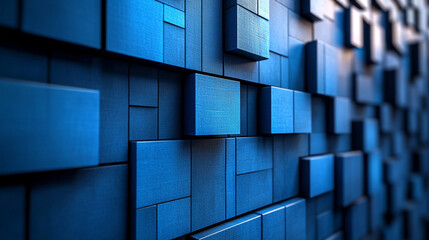 Dynamic arrangement of blue cubes in varying sizes forming a sleek modern tech-inspired background with a clean geometric 3D effect conveying innovation structure and futuristic design concepts

