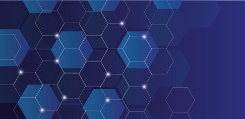 blue technology background, Hexagonal grid pattern,  digital network concept, geometric shapes, futuristic design, abstract connectivity illustration