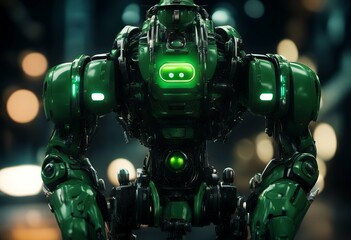 background sizes different rendering green dark lot robot 3d