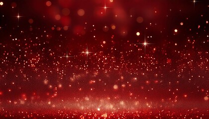 red glitter background with floating particles