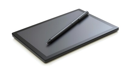 A pen is laying on top of a tablet