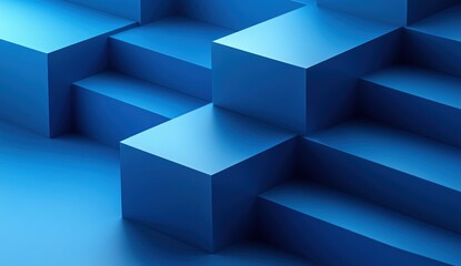 Obraz premium Abstract blue geometric staircase steps.