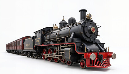 Fototapeta premium Steam locomotive with wagons stock photo