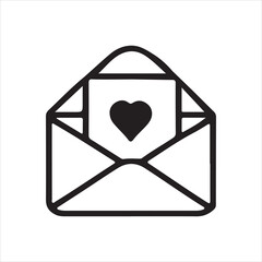 Happy Valentines Day Envelope Icon for Romantic and Heart Designs Illustration