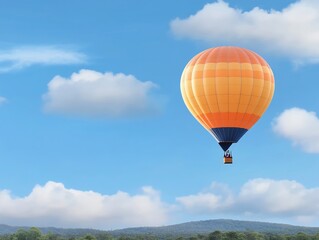 Fototapeta premium Majestic Hot Air Balloon Soaring Gracefully Across a Sunny Sky. AI Generated