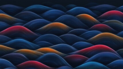 Obraz premium Abstract pattern of wavy lines in different colors. the lines are arranged in a repeating pattern, creating a sense of depth and dimension.