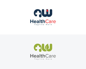 AW Letter Healthcare and Medical  Logo Design Symbol. Creative Logo for Medical, Pharmacy and Healthcare company.