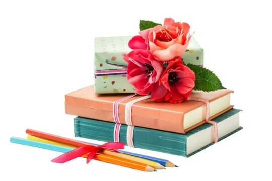 Inspirational Teacher's Day Gifts to Celebrate Teachers and Their Hard Work Isolated on Transparent Background