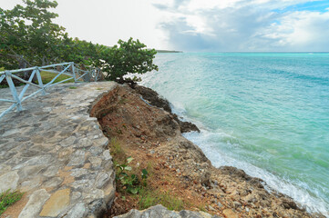 Amazing gorgeous overcast day in Cuban gardalavaca beach, beautiful landscape,vacation background