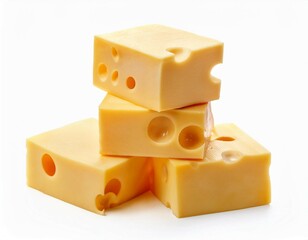 stack of pieces of cheese isolated on white background