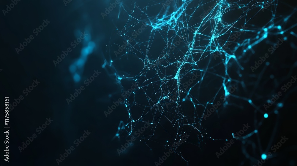 Leinwandbilder Medical plexus network forming complex structure with interconnecting lines and dots evolving on a dark background, symbolizing innovation in healthcare and scientific discovery