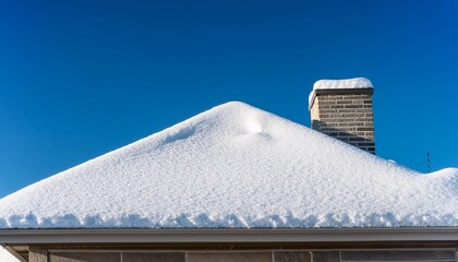 snow covered roof with blue sky a house roof covered in fresh snow against a clear blue sky capturing the essence of winter
