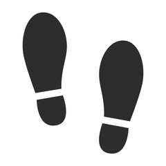 Simple black boots footprints silhouette. Shoe prints or human steps traces. Vector illustration isolated on white background.
