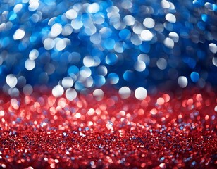 abstract red white and blue bokeh background with glitter and sparkling light effects for yhe us patriotic and festive themes