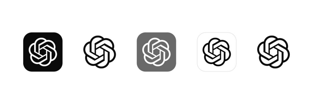 ChatGPT logo icon set, OpenAI logo sign, AI chatbot icon symbol