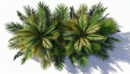 Obraz premium top view palm trees 3d rendering isolated white background