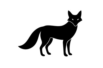 Fox black silhouette vector with white background. Wild animal vector