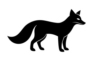Fox black silhouette vector with white background. Wild animal vector