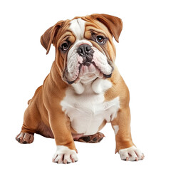 A lovable bulldog sits gracefully against a pristine transparent background, Bulldog on transparent background