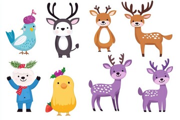 An adorable cartoon baby deer character, set against a white background, offered as a stock photo.