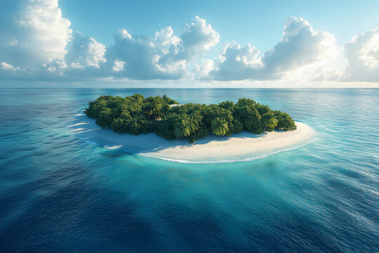 Photo r&eacute;aliste d&rsquo;un archipel d&rsquo;&icirc;les verdoyantes et plages de sable blanc