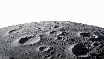 moon surface isolated on white background lunar landscape with deserted landscape and craters formed by meteor impacts