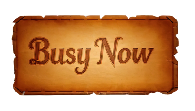 Busy Now on board isolated on transparent background - Powered by Adobe