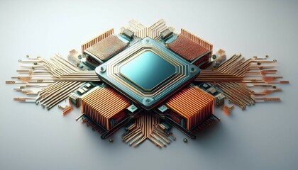 cutting edge ai powered computer chip on minimalist white background