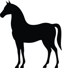A silhouette of a running horse