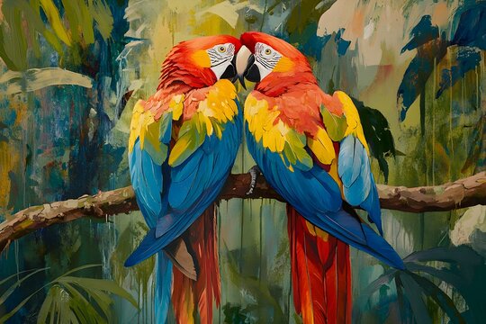 papugi, maki, tropiki, las deszczowy, zieleń, piękno natury, dzikie ptaki, egzotyka, ptactwo, tropikalne lasy, tropikalna fauna, kolorowe ptaki, para, przyroda, zwierzęta egzotyczne, harmonia, fauna, 