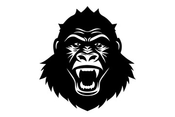 Obraz premium gorilla head black silhouette vector with white background. Wild animal vector