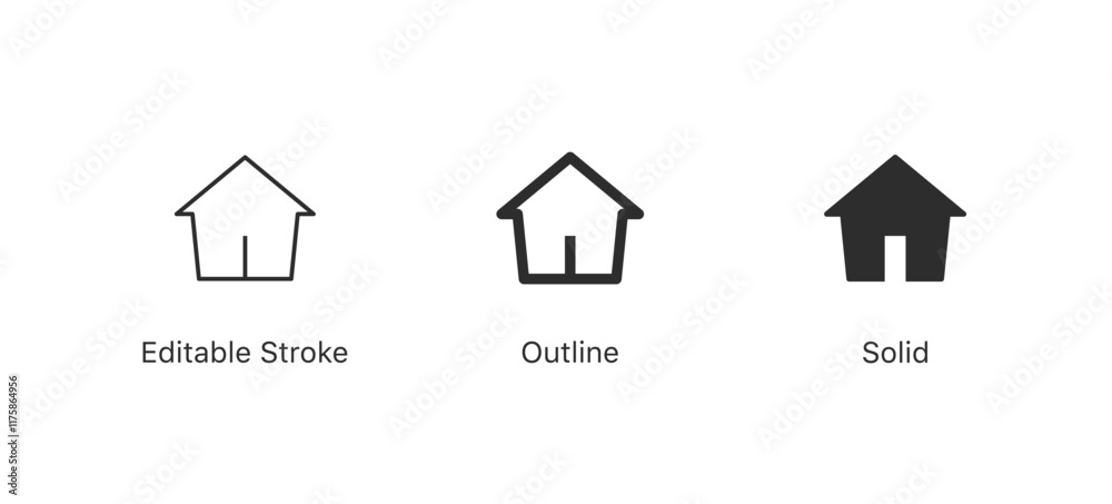 Aufkleber home icon house symbol. web home page icon , homepage or main page icon sign. editable stroke icon. 