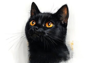Majestic Black Cat Portrait with Golden Eyes