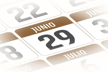 29 de Junio ilustracion del dia calendario Espanol