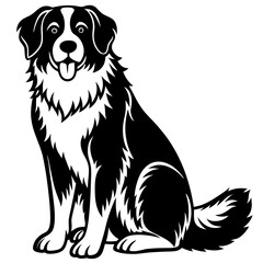 great pyrenees dog black silhouette vector with white background. Pet animal vector