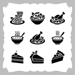 Harvest Harmony Black Icon Design for a 90 Word Nutritional Fruit Ensemble Fruitful Flourish Vector
