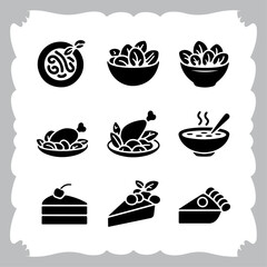 Edible Elegance Black Icon Design Celebrating 90 Words of Nutritional Artistry Fruitful Finale Vect
