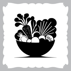 Edible Elegance Black Icon Design Celebrating 90 Words of Nutritional Artistry Fruitful Finale Vect
