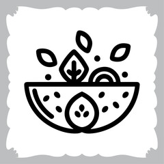 Edible Elegance Black Icon Design Celebrating 90 Words of Nutritional Artistry Fruitful Finale Vect
