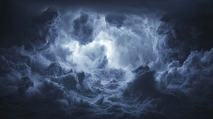 Fototapeta premium Stormy sea in black and white, with ominous sky overhead